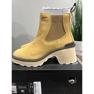 SOREL Women's Hi-Line Heel Chelsea Boot Geo Yellow/ Jet 7.5 New